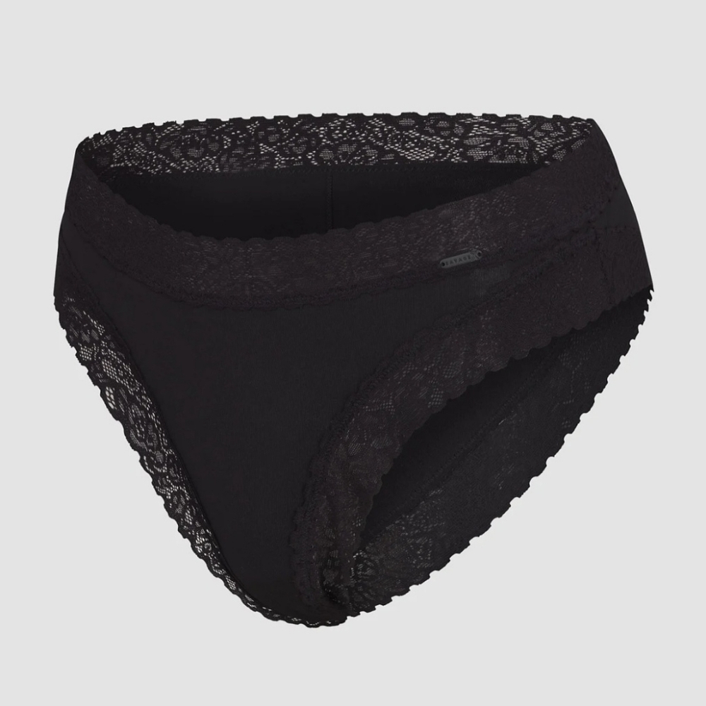Savage X Fenty Cotton Essentials Lace-Trim Cheeky Black Panty Size XS